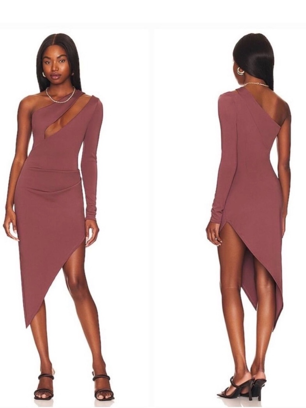 REVOLVE One-Shoulder Asymmetric Midi Dress in Mauve